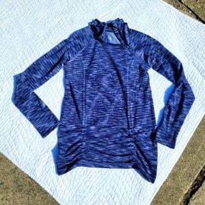 Athleta Space Dye Blue Fastest Track Asymmetrical Zip Long Sleeve size M